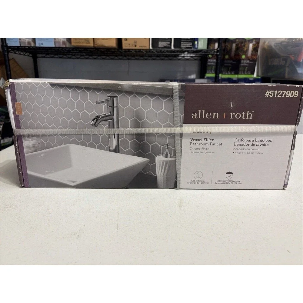 New Allen + Roth Harlow Silver Chrome Vessel 1-Handle WaterSense Bathroom Faucet